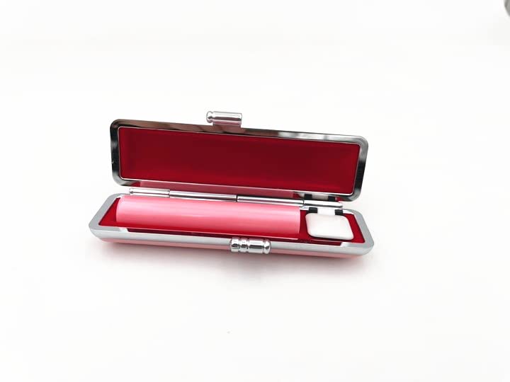Colorful Seal with Case Personal Stamp Stamp Stamp Bank Seal 0.5 inch (12 mm) (Pink) : Office Products