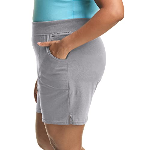Just My Size Women's Plus Cotton Jersey Pull-On Shorts - 1X Plus - Light Steel #TOP20
