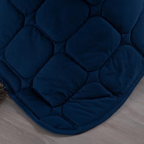 Kit Cobre Leito Casal Colcha Malha 100% Algodão 06 Peças Cobertor Fio Penteado 30/1 (Marinho)