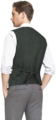 Gilet Homme Classique HISDERN – Sans Manches, Col V, Coton/polyester – Pour Mariage, Bureau, Soirée – Tailles XS à 4XL