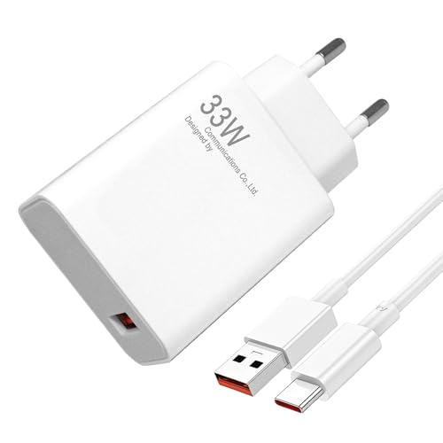 Caricabatterie USB C da 33 W per Xiaomi Red-mi Note 14/13/12/11/11S/9/10/10S/9T/8 con cavo di ricarica da 2 m, caricabatterie rapido Turbo Charge Adapter per Xiaomi e Red-mi Mi 12/11 Ultra/Pro