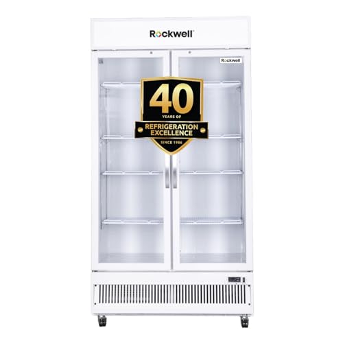 Image of ROCKWELL RVC1100C Double Glass Door Visi Cooler, Internal LED, Dynamic Cooling, 4 Year Warranty (White)