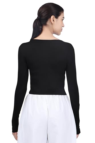 Image of Amazon Brand - INKAST Women Solid Fit T-Shirt | Active Wear Crop Tops with Thumbhole | Casual Sport Wear | Gym | Training | Running | Workout