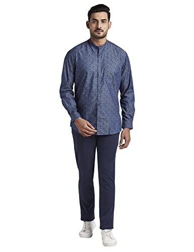 Image of Colorplus Men's Pure Cotton Yarn Dyed /Print Pattern Tailored Fit Spread Collar Full Sleeve Casual Shirt