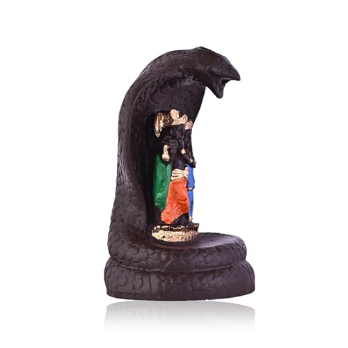 Image of Craftam Polyresin Smoke Backflow Fountain Radha Krishna Incense Holder Decorative Showpiece Gift with Free 20 Scented Cone Incenses (Naag Radha Krishna), Brown