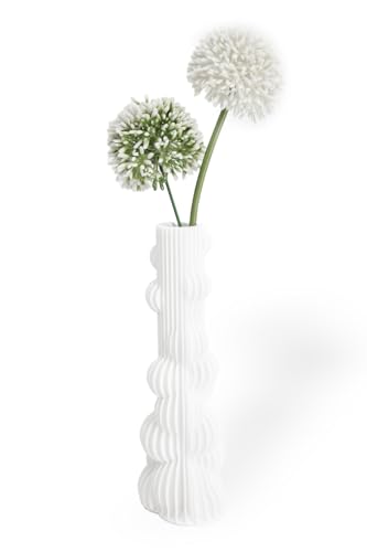Vase design moderne et durable, motif bulles, pour la maison, hauteur 21,2 cm, blanc