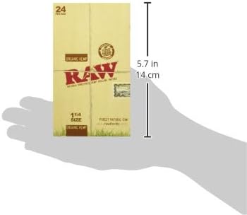 RAW Unrefined Organic 1.25 1 1/4 Size Cigarette Rolling Papers Full Box of 24 Packs, Yellow, 50 Count (Pack of 24)