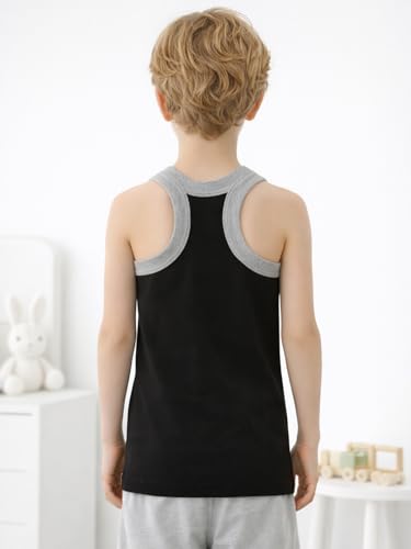 Image of Lux Cozi Sleeveless Gym Vest for Boys | 100% Cotton Material | Round Neck, Regular Fit | Pack of 4 | Color and Print May Vary