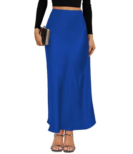 VividMosaic 2025 Satin High Waisted Maxi Skirt Silk A-Line Spring Summer Casual Long Skirts for Women