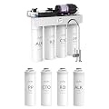 SimPure T1-400ALK Reverse Osmosis System, Comes with Extra 4 Replacement Cartridges Filters