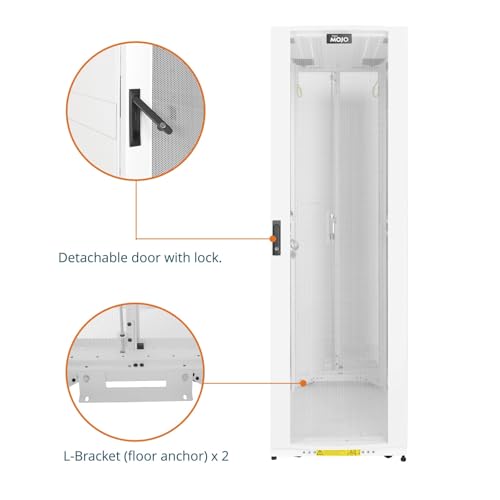Image of Tecmojo 42U Server Rack Cabinet - PRE-Assembled 24inch Width 43inch Depth IT Network Equipment Cabinet Rack Enclosure with Casters - 3000lbs Weight Capacity(06White)