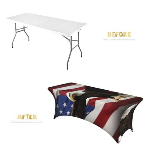Nappe élasthanne drapeau américain lavable housse table rectangulaire mariage - 4