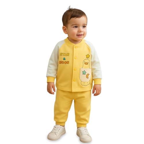 Image of Kidbea Unisex Baby Pajama & Co-ord Set | Soft Cotton Long Sleeve Top & Bottom | Cute Prints, Warm & Cozy Clothes for Newborns & Infants