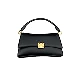 AONETIGER Nuevo bolso de hombro negro baguette para mujer, large