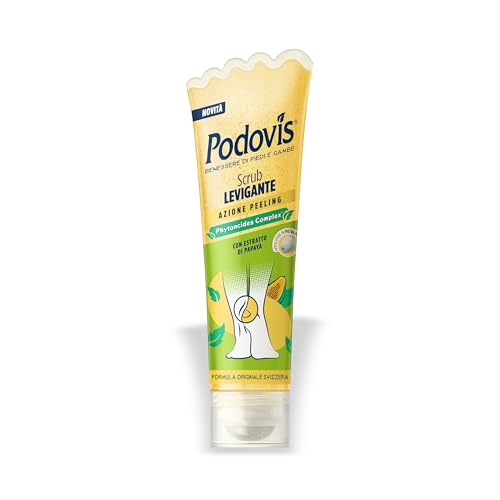 Podovis, Scrub Levigante ad Azione Peeling - Scrub Piedi Esfoliante , Pelle Morbida e Levigata, Effetto Peeling, Con Estratti di Uva Bianca e Papaya, 150 ml