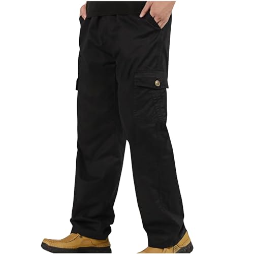 Work Pants for Men Stylish Chino Cargo Pants Oversized Straight Outdoor Slacks Casual Elastic Waist Multic-Pockets