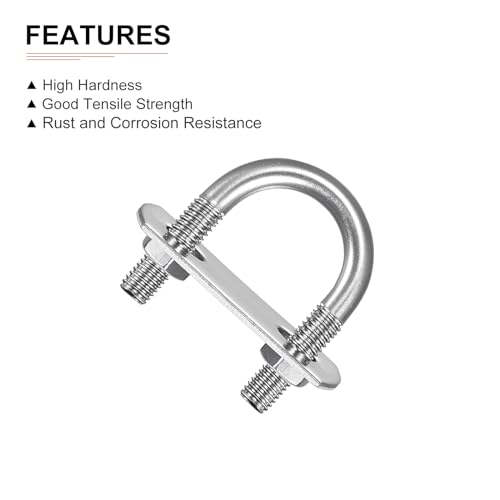 Image of DTGN M6x20x39mm(ThreadxWxL) Round U Bolt - 3Pack - Good for Trailer Pipe Replacement Parts - 304 Stainless Steel U Shape Bolts