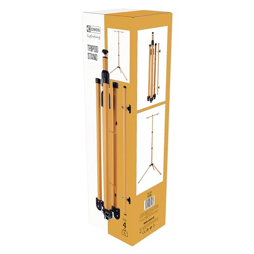 EMOS ZS9510 Stativ für 2 Strahler, Ständer für 2 Halogen- oder LED-Scheinwerfer, Gelb, 14 x 12 x 63 cm