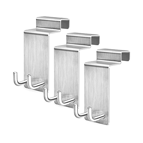 DeeAWai Lot de 3 crochets de porte en acier inoxydable - Crochets solides, porte-manteau de porte à suspendre, crochets de salle de bain, porte-serviettes Cover