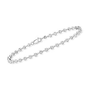 RS Pure by Ross-Simons 0.50 ct. t.w. Bezel-Set Diamond Tennis Bracelet in Sterling Silver