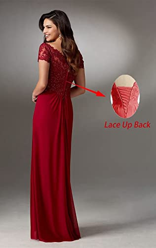 Lace Applique Mother Of The Groom Dresses V-Neck A-Line Chiffon Ruched Gold Long Formal Dresses For Women Wedding Guest Plus Size Us20W #TOP1