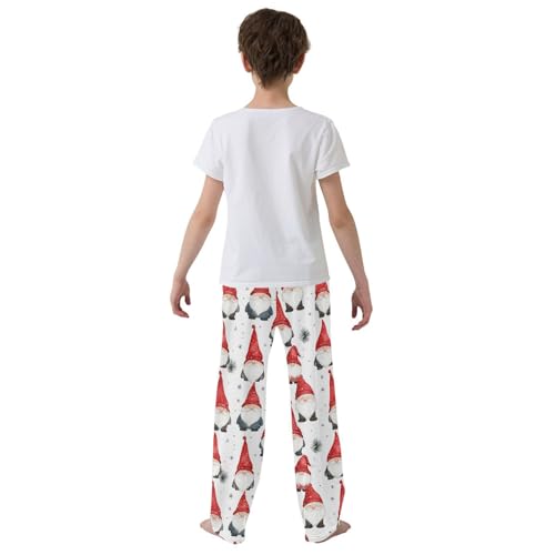 Boys' Pants Watercolor Christmas Red Hat Gnomes Long Bottoms Jogger Pants Elastic Waist Trousers with Pockets S-XL3
