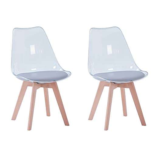 Sillas Cocina GrandCA HOME Transparente Sillas de Comedor Tapizadas en Tela,Nordicas Sillas Pack 2 para Cocina Comedor Dormitorio (Pack 2,...
