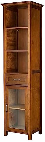 Elegant Home Fashion Avery Linen Cabinet with 1 Drawer and 3 Open Shelves - Wood Veneer with Oil Oak Finish