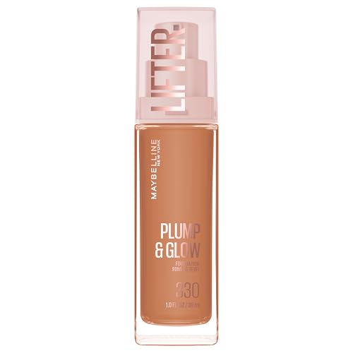 Image of Maybelline Lifter Plump & Glow Foundation, Liquid Foundation with 2% Niacinamide + Hyaluronic Acid, Plumping and Brightening Face Makeup, 330, 1 Count