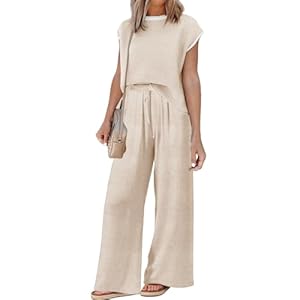 ETCYY Sets for Women Spring Outfits for Women 2024 Travel Wide Leg Pant Summer Two Piece Sets Lounge Matching Sets