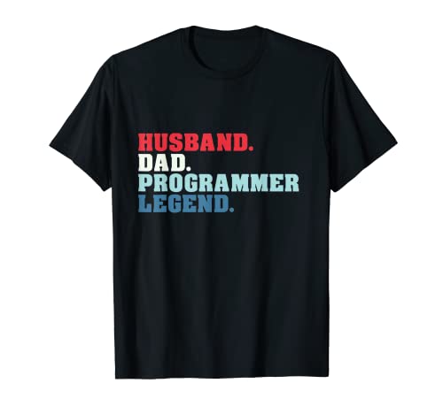 Mens Funny Vintage Husband Dad Programmer Legend Programming Dad T-Shirt