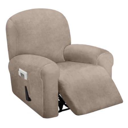 MIFXIN 4-Piece Stretch Recliner Slipcover - Jacquard Fabric, Anti-Slip Fit (Orange)