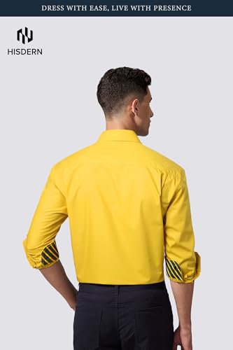 Image of HISDERN Mens Business Dress Shirts Long Sleeve Casual Button Down Shirt Formal Inner Collar Contrast Shirt for Men Wedding