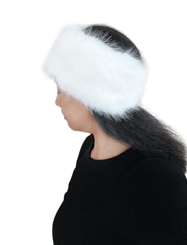 Lina & Lily Women's Winter Headband Head Ear Warmer Long Pile Faux Fur (White) - Image 4