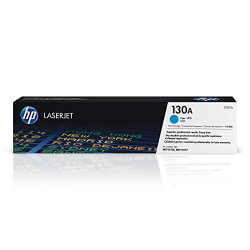 HP 130A Cyan Toner Cartridge | Works Color LaserJet Pro MFP M176, M177 Series | CF351A by HP - Used condition - US$54.42