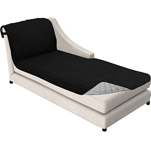 Sofa Shield® Couch Chaise Slip Cover for Dogs with Strap, Black Gray