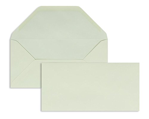 100 Stück, Farbige Briefumschläge, DIN Lang, Nassklebung, Trapezklappe, 100 g/qm Offset, Ohne Fenster, Creme (Ivory), Blanke Briefhüllen