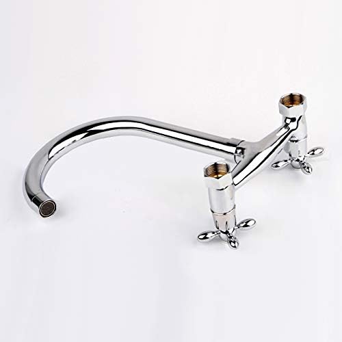 Sink tap Kitchen Sink tap for Bar Farmhouse Commercial, Wall Mounted Kitchen tap, Rotate Vegetable Basin tap, Hot Cold Water Mixer, Mop Pool Tap Double Holes Sink Fau