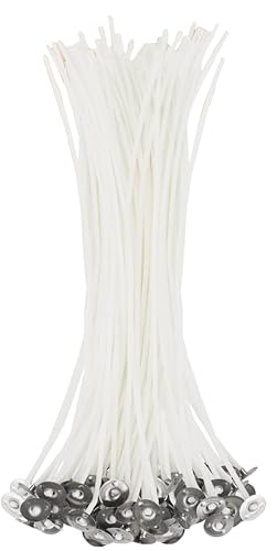 Image of Candle Wicks for Candle Making -7 inch 150 Pieces White Pre-Waxed Cotton Wicks with Metal Sustainer for DIY, Christmas and Diwali Celebrations
