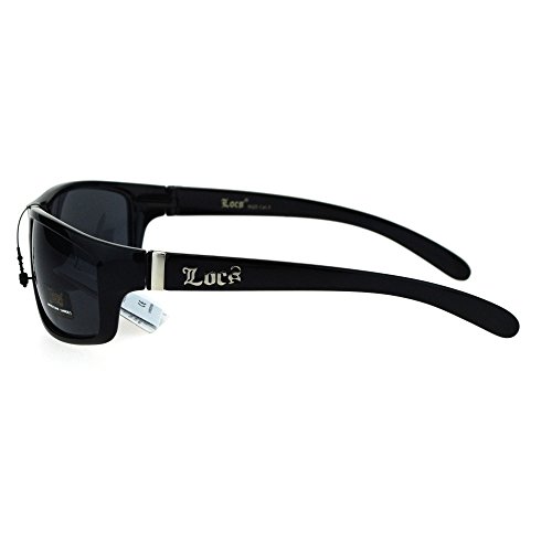 Locs All Black Rectangular Cholo Gangster Mad Dog Plastic Sunglasses4
