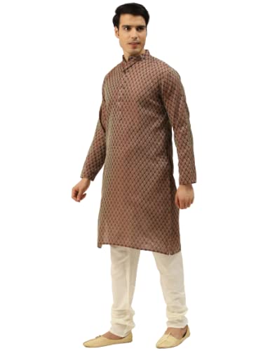 Image of SOJANYA (Since 1958, Men's Silk Blend Grey Kurta Pyjama & Silk Blend Jacket Combo