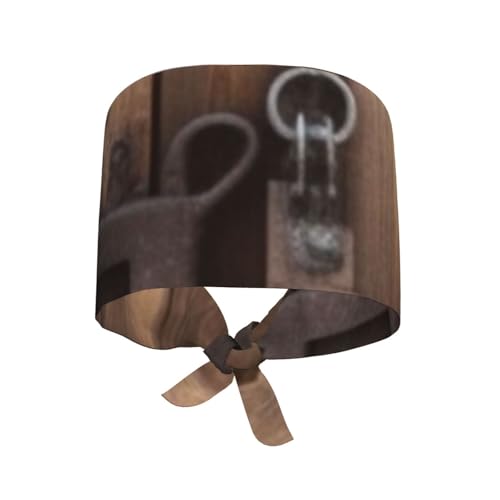 Rustic Stall Wooden Door Working Cap with Sweatband Adjustable Scrub Hat for Women Men Breathable Headgear Tie Back Hat