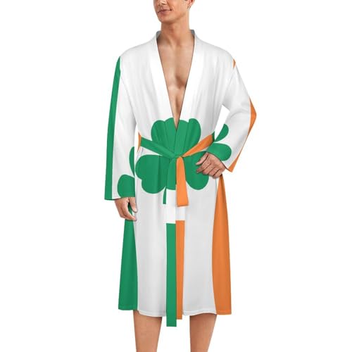 Shamrock Clover Ireland Flag Casual Robes Bathrobe for Women Men V-Neck Loungewear Lightweight Soft Sleepwear Spa Pool