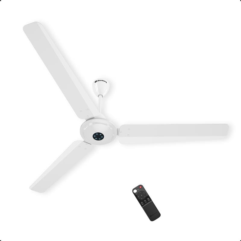 atomberg Ikano 1400mm BLDC Ceiling Fan with Remote | BEE 5 star | High Air Delivery | LED Speed Indicator | Low Noise | Timeless Design with Power Saving | 3 Year Warranty| Gloss White