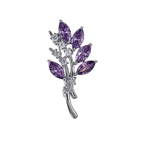 Broches en zircon cubique violet pour costumes, épingles à fleurs pour vêtements et chapeau