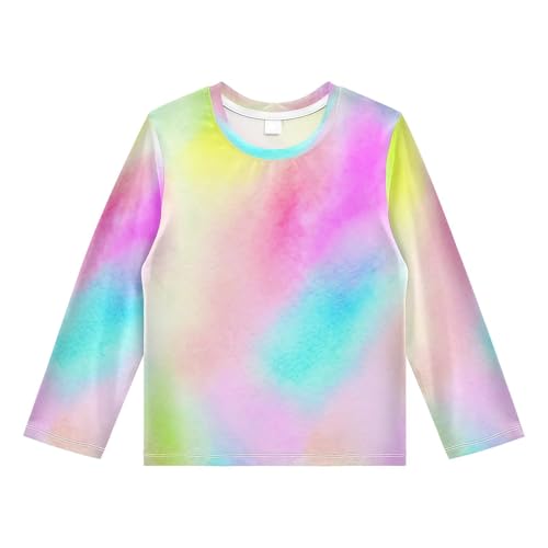 Watercolor Pink Rash Guard Shirt for Boys Sun Protection Shirt for Swimming Pool Beach UPF50+ 7-8T