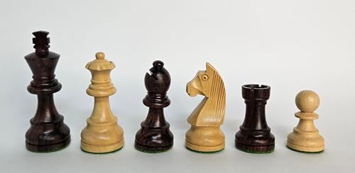 Rosewood Chess Set (German Knight Design) on Black Cherry Vertical Straight Up Chess Board