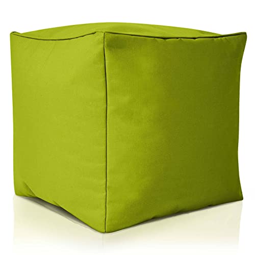 Green Bean© Pouf-Tabouret 40x40x40cm avec Remplissage de Perles EPS - Coussin pour Pieds Pouf Chaise - Coussin Sol pour Enfants & Adultes - Repose-Pieds Coussin Siège Tabouret Vert