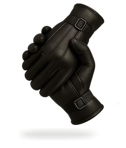 Image of TLN Genuine Leather Gloves for Men | Premium Soft Driving, Biking & Winter Gloves, Warm, Stylish & Durable Hand Gloves for Outdoor & Daily Use