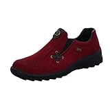 Oberteile: Wildleder Rieker Damen L7171 Slipper, Rot (wine/Schwarz/35), 39